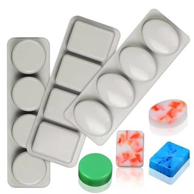 China Viable 4 Cavity Soap Molds Round Oval Heart Square Shape Handmade Soap Mold Portable Unique Soap Making Tools for sale