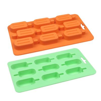 China Viable 9 Cell Silicone Ice Cream Mold Ice Cube Tray Popsicle Barrel Diy Dessert Ice Cream Mold for sale