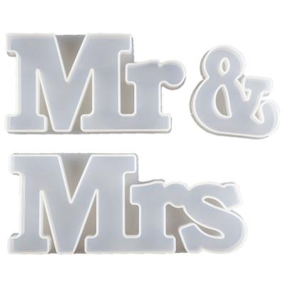 China Viable Mr Mrs Letter Crystal Epoxy Resin Mold for Diy Wedding Decoration English Word Combination Silicone Mold for sale