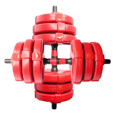 China Home Use 20kg 30kg 40kg Weightlifting Dumbbell Set Colored Cement Dumbbell And Barbell Set for sale