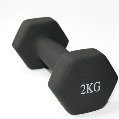 China Home Use Neoprene Dumbbell Hand Weights Anti-Rolling Hex Shape Black Dumbbell Weights for sale