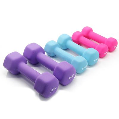 China Colorful Lady Neoprene Dumbbells Home Use 0.5-10kg Neoprene Dumbbell HEX Dumbbell for sale