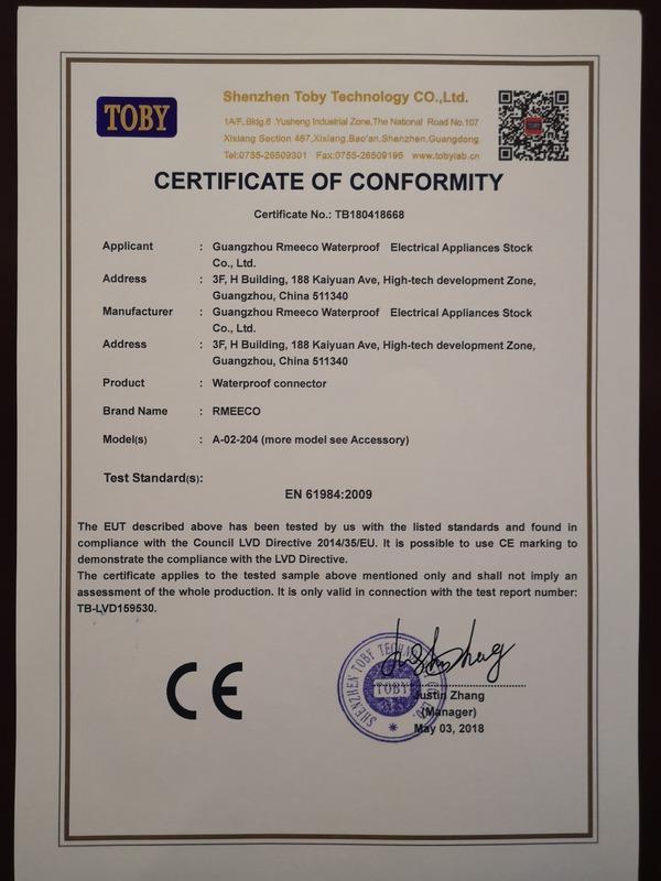 CE - Guangzhou Rmeeco Waterproof And Appliances Stock Co., Ltd.