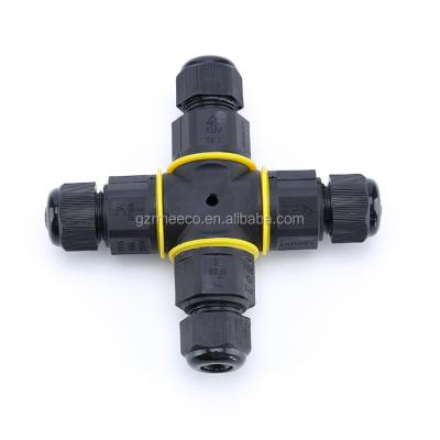 China IP68 3pin Waterproof Nylon Screw Power Waterproof Wire X Electrical Joint Type Connector for sale