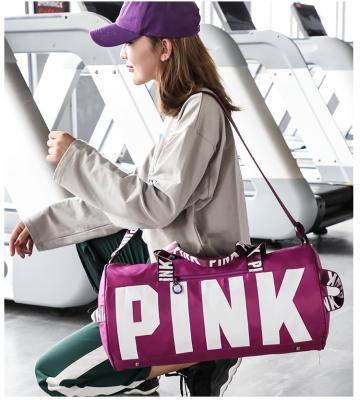 China Nylon Custom and Running Shoe Compartment Pink Gym Handbag Yoga Duffel Bag Nylon Wet Dry Bags for Women for sale