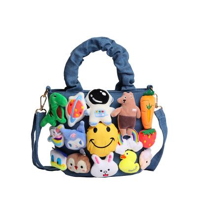 China Fashion Super Cute Ladies Denim Handbags Fashion Cartoon Canvas Tote Bag Lifestyle Handbags For Women Girls for sale