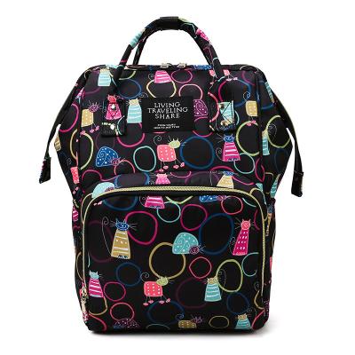 China Water Resistant Large Capacity Travel Mother Bag Cartoon Printing Mommy Backpack Mummy Baby Diaper Bag Outdoor Backpacks for sale