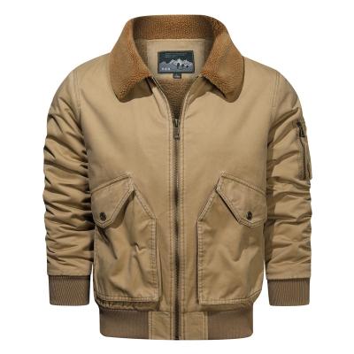 China High quality QUICK DRY pure cotton twill jacket for men pockets work jacket custom washed sherpa lining jacket for sale