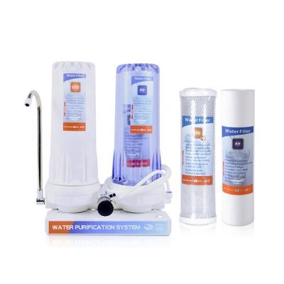 China Hotel 2 Stage Quick Connector Water Filter Countertop Drinking Water Filter Water Purifier Kit for sale