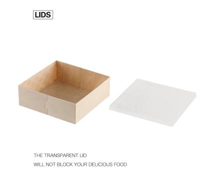 China Eco-friendly Disposable Paper Boxes Eco-friendly Disposable Takeout Containers Wooden Bento Box Packaging for sale