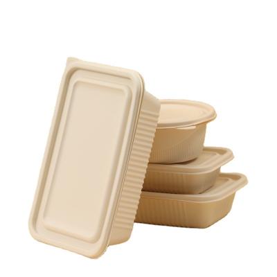 China Minimalist Disposable Rectangle Pulp Container Packing Bento Box Biodegradable Lunch for sale