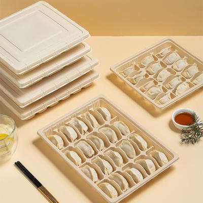 China Minimalist Disposable Cornstarch Dumpling Boxes Frozen Compartment Dumpling Tray Biodegradable for sale