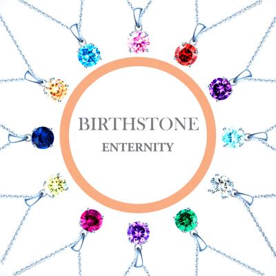 China Trendy Designer Luna 925 Sterling Silver Gemstone Zodiac Birthstone Pendent Necklace for sale