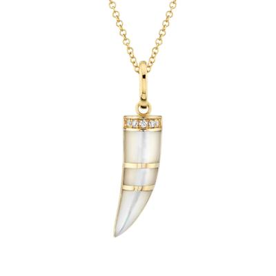 China Fashionable Luna Manufacture 925 Sterling Silver Diamond Pearlescent Horn Pendent Necklace for sale