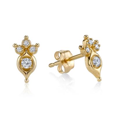 China TRENDY Luna Gold Vintage 925 Sterling Silver Drop Diamond Earrings Stud For Girls for sale