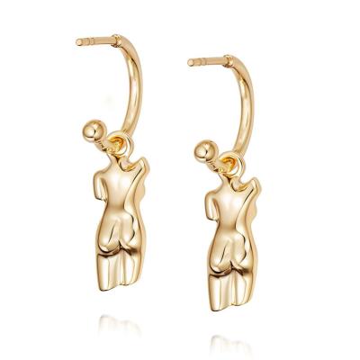 China New Arrivals BOHEMIA Luna Sterling Silver 18k Gold Body Drop Circle Huggie Human Artistic Earrings for sale