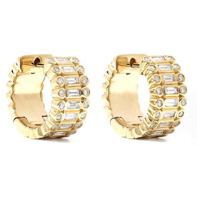 China BOHEMIA Luna New Arrivals 14 Carat Gold Plated Diamond Hoop Earrings Chunky Huggie Women for sale