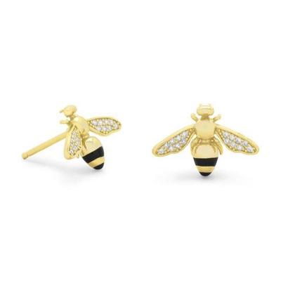 China BOHEMIA New Arrivals Cubic Zirocnia Bee 14k Gold Plated Stud Earrings For Women for sale