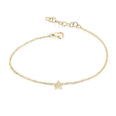 China Luna Trendy Minimalist 925 Sterling Silver 18k Gold Diamond Star Chain Charm Bracelet for sale