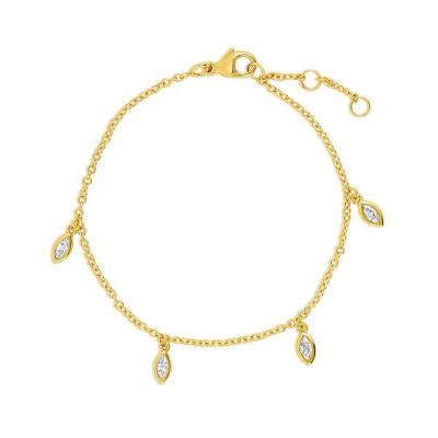 China Fashionable Wholesale Luna Women Jewelry 18k Gold Plated Slim Marquis Cubic Bracelet for sale