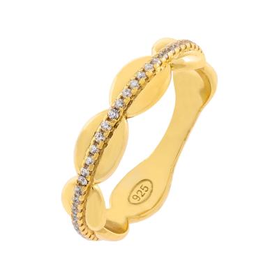 China Cute Luxury Cute Luna Latest Design 18K Gold Plated Oval-Wave Shiny Striking Band Ring for sale