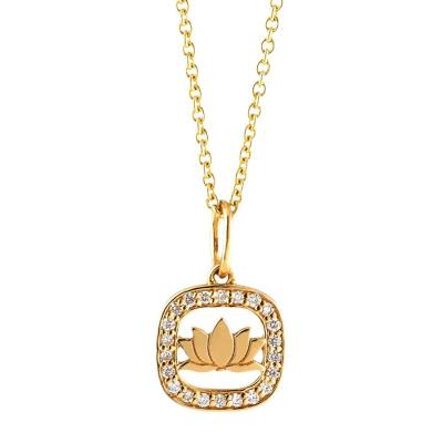 China Pending Vintage Luna 925 Sterling Silver Women Jewelry Pave Diamond Lotus Necklace for sale