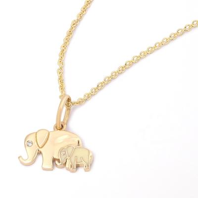 China Cute Luna Women Jewelry 925 Sterling Silver Cute Diamond Baby Elephant Necklace for sale