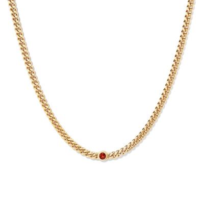 China Luna Jewelry 4mm 18k Gold Brass Jewelry CLASSIC Curb Chain Gemstone Luxury Necklace for sale