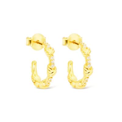 China Fashionable wholesale cheap Luna 18K gold plated diamond bonded big love huggie circle earring for sale