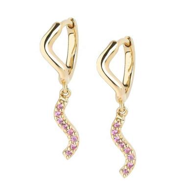 China Luna trendy wholesale cheap 18K gold plated pink huggie earring dangling circle for sale