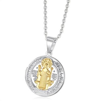 China Luna CLASSIC Wholesale Cheap Stainless Steel Low MOQ Made Classic Jesus Coin Necklace for sale