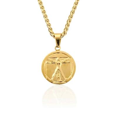 China CLASSIC cheap vitruvian man gold 316L stainless steel Luna necklace pendant jewelry for sale