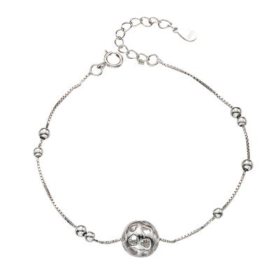 China Office/Career Shape 925 Sterling Silver Anklets Ball Manual Ankle Chain Bracelet For Women Jewelry Foot Jewelry for sale