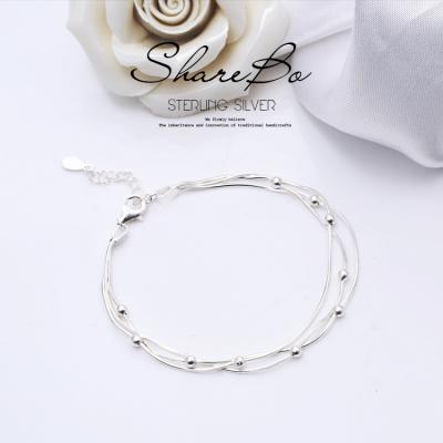 China New arrival high quality hot sale wholesale 925 silver three layer ball charm bracelet women for sale