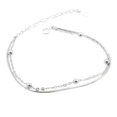 China New Fashion High Quality Beautiful 925 Silver Bracelet Women Double Simple Soft Personality Jewelry for sale