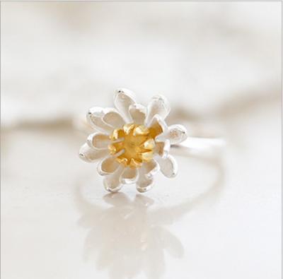 China Wholesale Cute 925 Factory Silver Open Ring No Fading Simple Elegant Pure White Copper Ring Flower Ring for sale