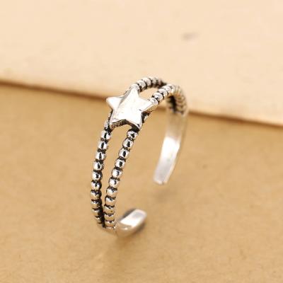 China Thai Silver Personality Ring Adjustable Ring Star Open Ring Vintage Factory Wholesale High Quality Jewelry for sale