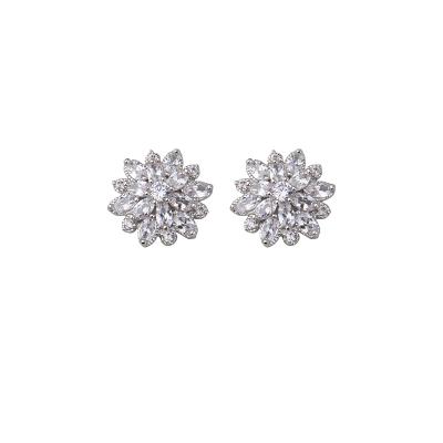 China Cute 925 Sterling Silver AAA Zircon Flowers Stud Earrings For Women Fashion Jewelry Anti Allergy for sale