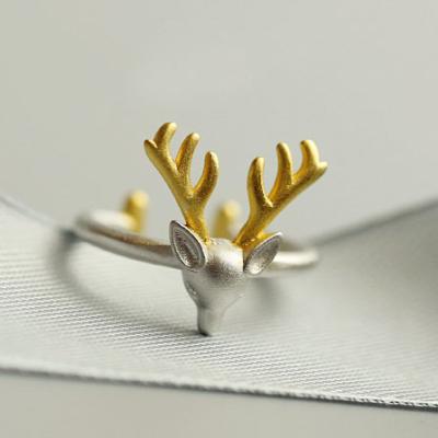 China Wholesale Hot Sale Vintage Gold Deer Silver Main Opening Resizable Rings For Women Jewelry 2021 for sale