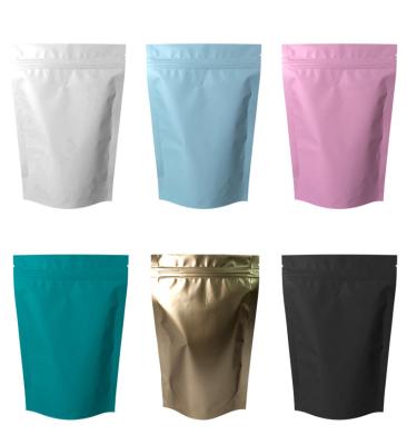 China Custom Printed Ziplock Bags Moistureproof Matte Metallic Color Stand-Up Resealable Stand Pouch Coffee Packaging Bags for sale