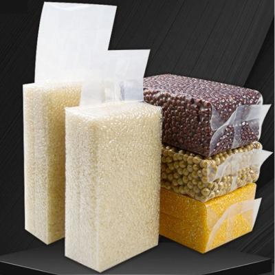 China Side Moisture Proof Gusset Bag Seal Return Bag Brick Rice Vacuum Transparent Pouch For Food for sale