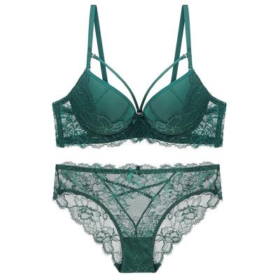 China 2020 Fashion Antibacterial Bra Set Push Up Bra Lingerie Set Padded B Cup Lace Bra Panty Set C Cup Thin Underwear for sale