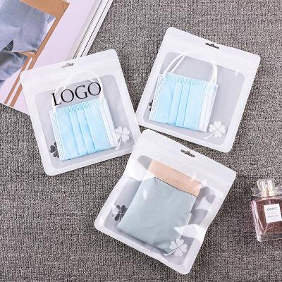 China Recyclable Custom Printing Resealable Plastic Maskk Packaging Small White Ziplock Bag Mylar Bags Pouch With Clear Window for sale