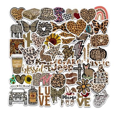 China Suitable For Smooth Surfaces 50 Pcs Cartoon Leopard Cartoon Korean Sticker For Computer Hand Account Reusable Skateboard Sticker for sale