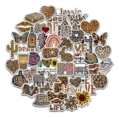 China Suitable for surfaces 50 pcs small leopard cartoon decoration sticker smooth cool luggage fridge waterproof sticker for sale