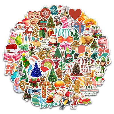 China Suitable for 100 Pcs Surfaces 100 Pcs Cartoon Christmas Sticker Mobile Phone Case Smooth Stationery Waterproof Sticker for sale