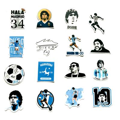 China Suitable For Smooth Surfaces King Maradona Memorial Sticker 50Pcs Football Gods Hand Over Football Star Vinyl Waterproof Maradona Sticker Custom for sale