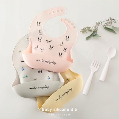 China Wholesale INS Food Grade Waterproof Cute Waterproof Silicone Stain Resistant Silicone Baby Bib With Food Catcher for sale