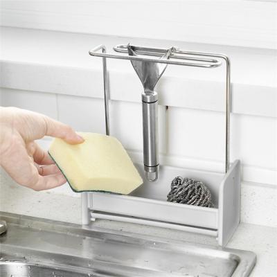 China Viable Free Standing Perforated Storage Rack Sink Cloth Dish Drain Cloth Dish Sponge Kitchen Finishing Rack for sale