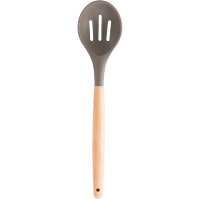 China Modern Kitchen Appliances Silicone Spatula Heat Resistant Non Stick Handle Wooden Spoon for sale